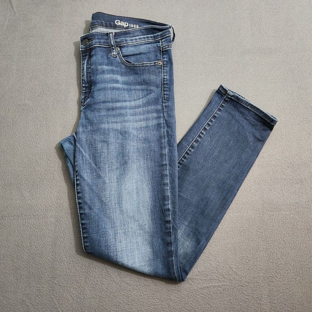 GAP 1989 Jeans Women 32R Resolution Slim Straight Leg Mid Rise Dark Wash